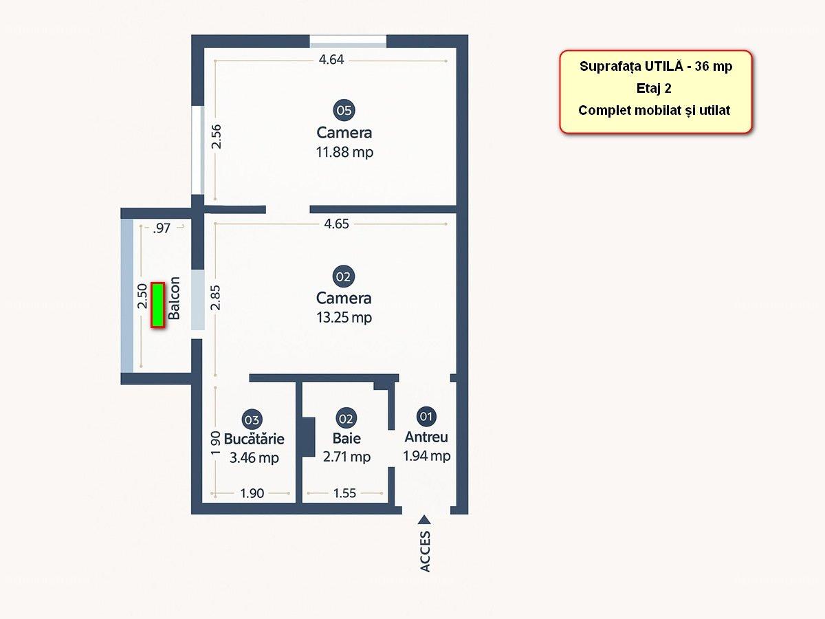 Piata Doina - Sagului - Ap 2 cam - Et 2 - Utilat Mobilat - 0% - 6