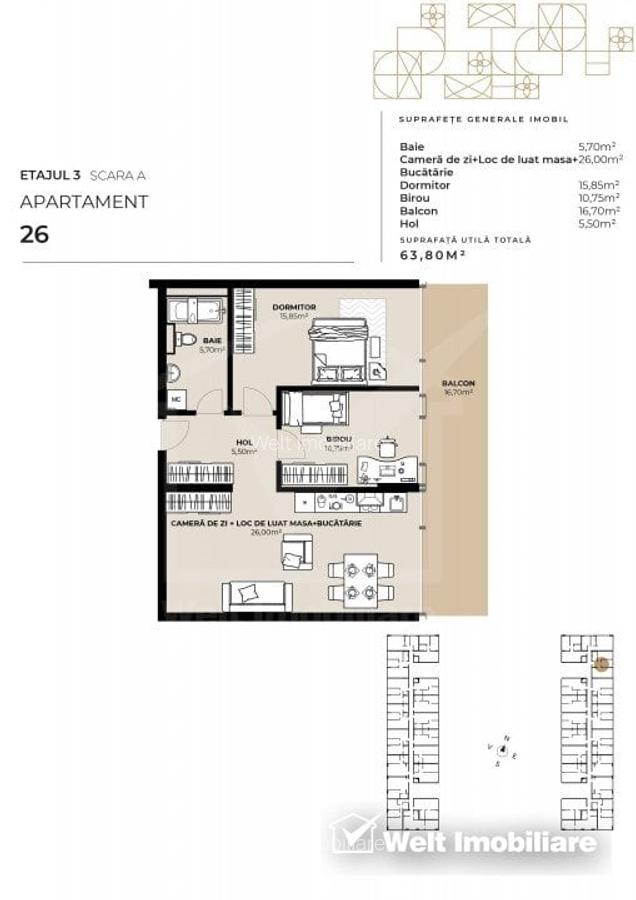 Apartament 3 camere, zona Garii, imobil de lux cu Mall la primele etaje ! - 3