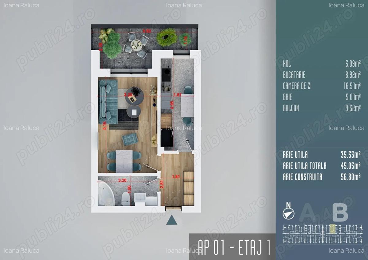 Garsoniera decomandata, 45 mp - bloc nou 2025, Titan direct proprietar - 8