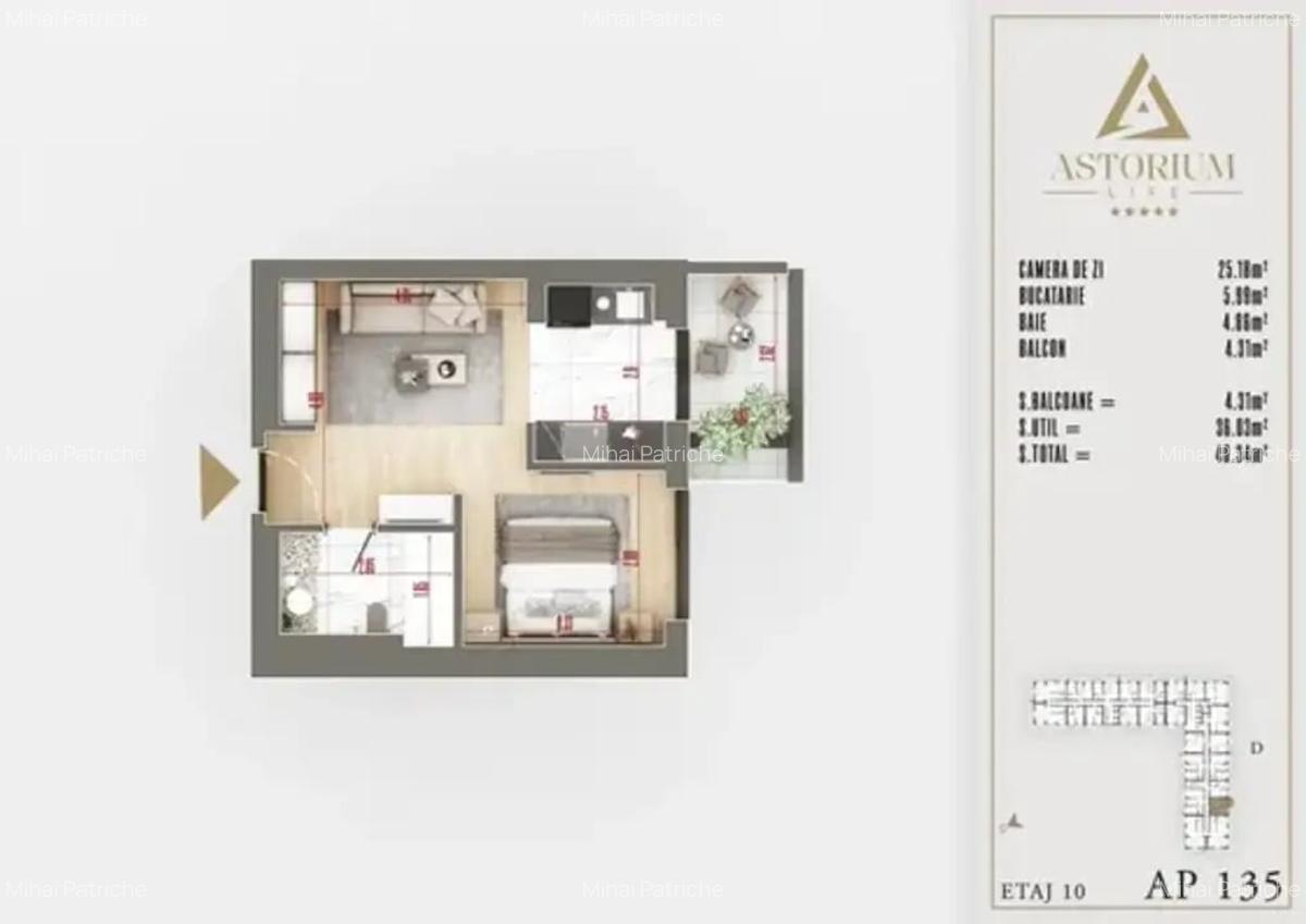 Garsonieră Modernă cu Balcon Panoramic in Ansamblu Premium - 6