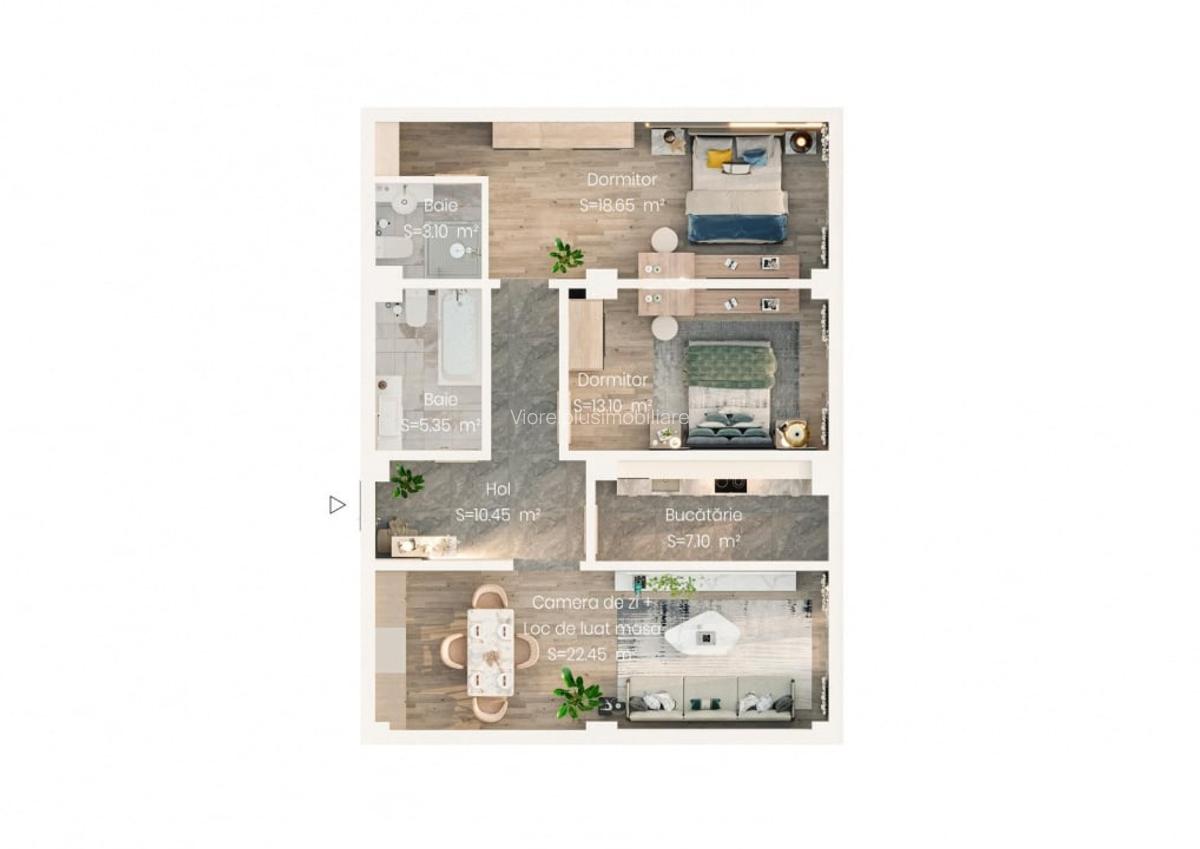 APARTAMENT 3 CAMERE, BLOC NOU, DECOMANDAT,VALEA LUPULUI,LOC DE PARCARE INCLUS - 2