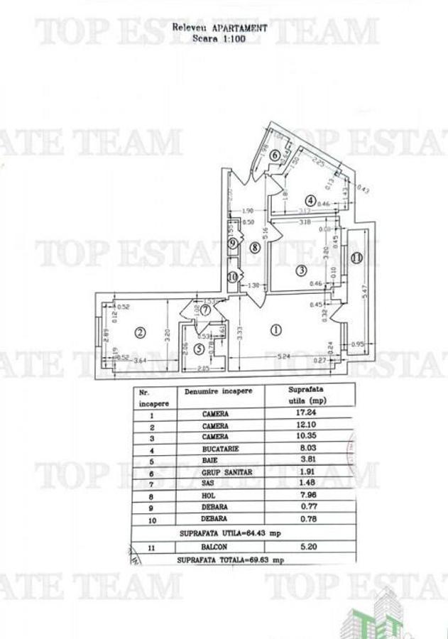 Apartament 3 camere 2 bai bloc 1984 zona metrou 1 Decembrie - 10