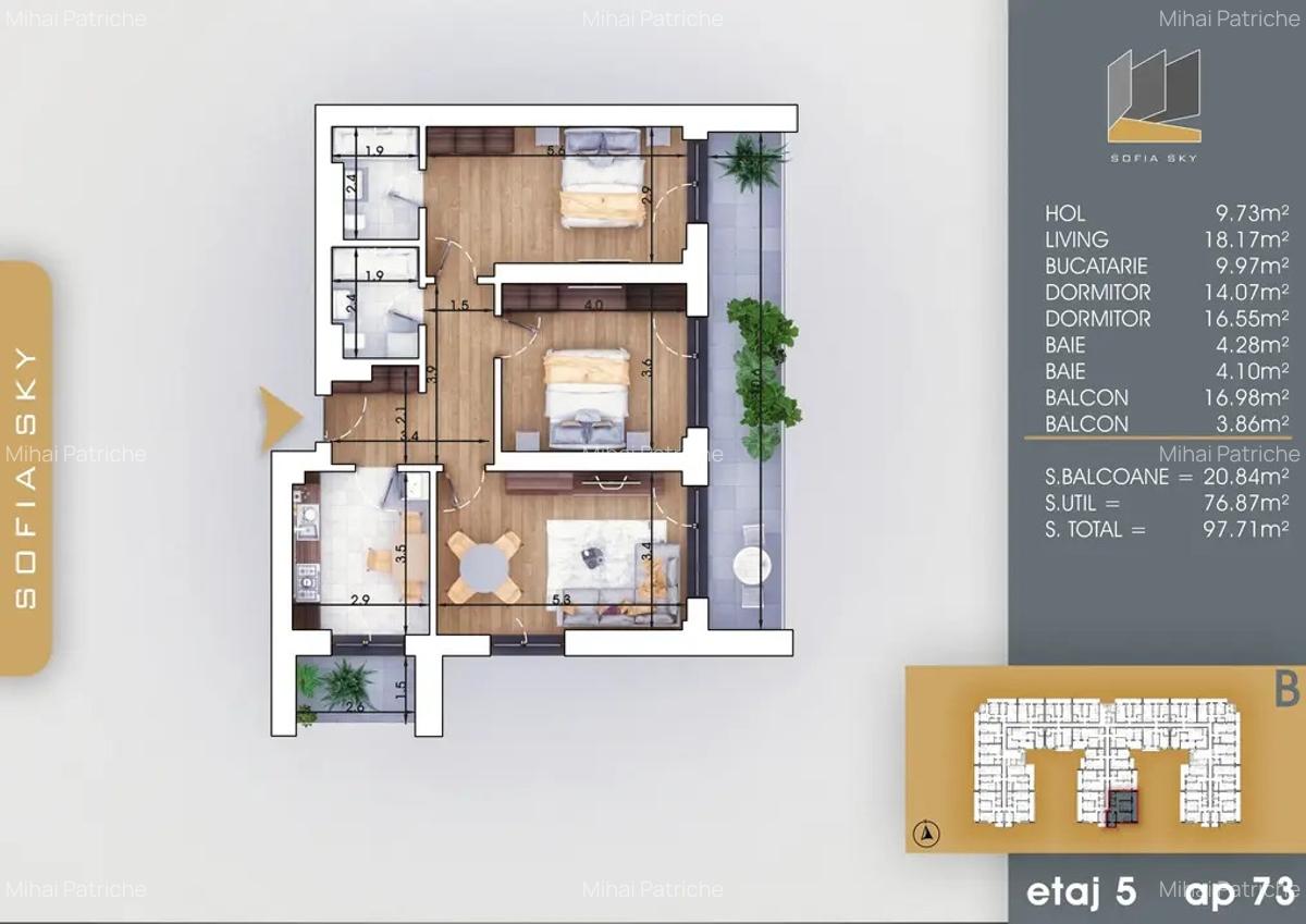 3 camere 97 mp finalizare Decembrie metrou Nicolae Teclu Comision 0% - 6