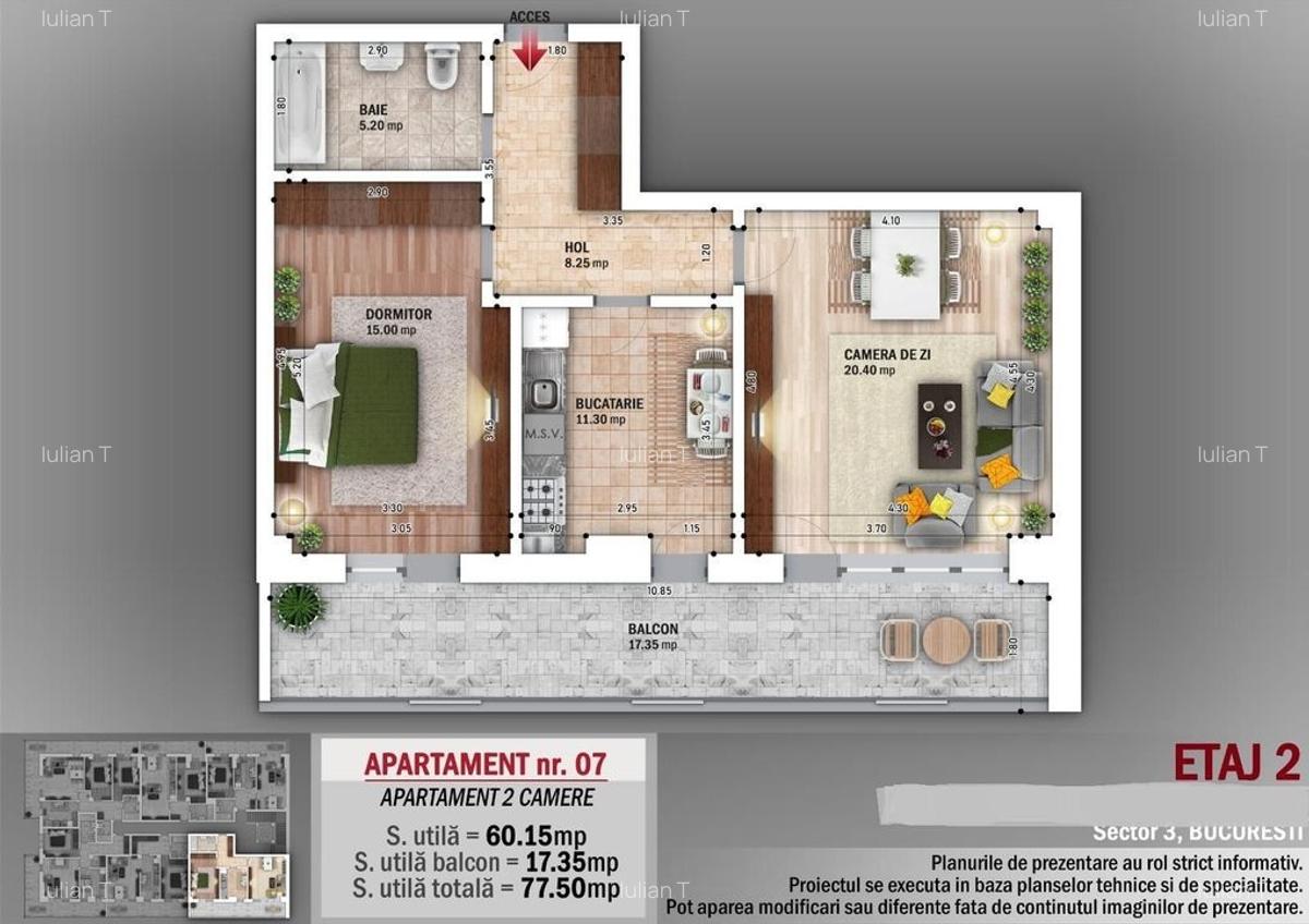 Apartament 2 Cam, Generos si Luminoas, Metrou, Nicolae Grigorescu - 3