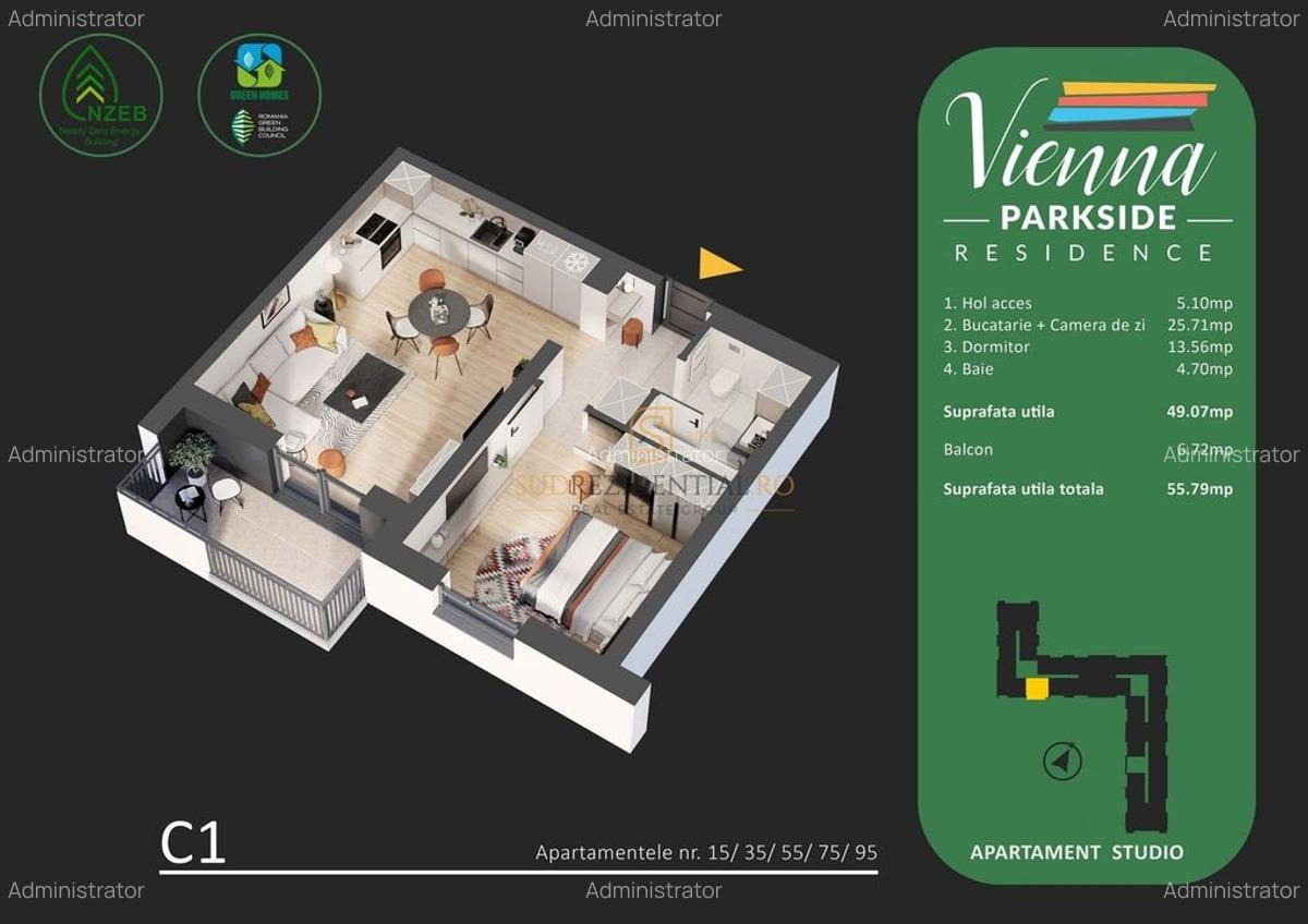 Apartament modern compartimentat, Parc Tudor Arghezi, Bd. Metalurgiei, Metro - 5