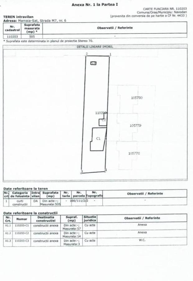 Teren intravilan Mamaia-Sat, str. M7 nr. 6, 505 mp, certificat urbanism P+4 - 4