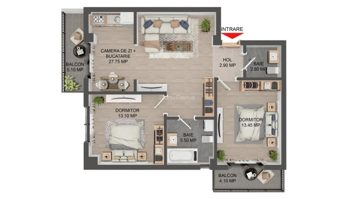 3 Camere Bloc 2018 Valea Lupului , 72 mp, 2 balcoane, 2 băi + loc de parcare - 9