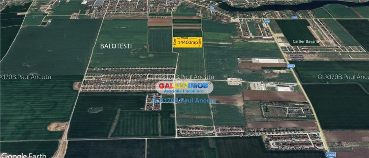 Teren Balotesti 14400 mp intravilan la str Amurgului cu str - 1