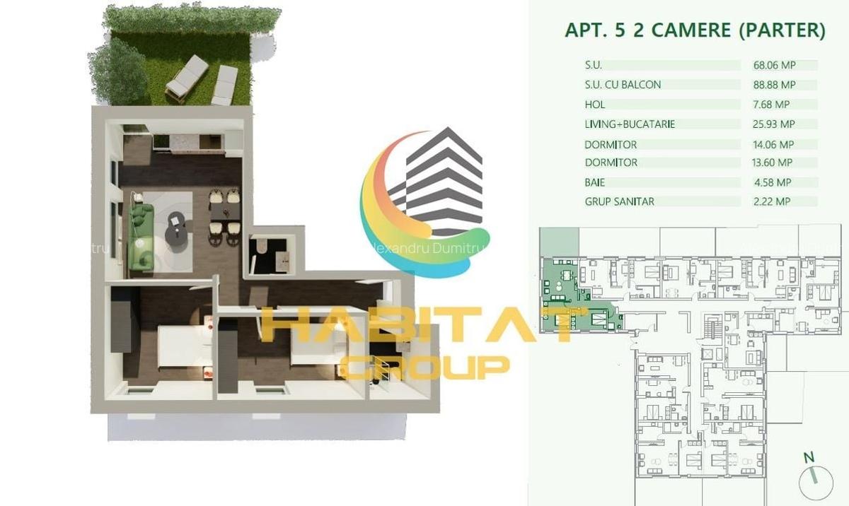 2 camere Mihai Bravu Decomandat la parter cu curte 88 mp - 4