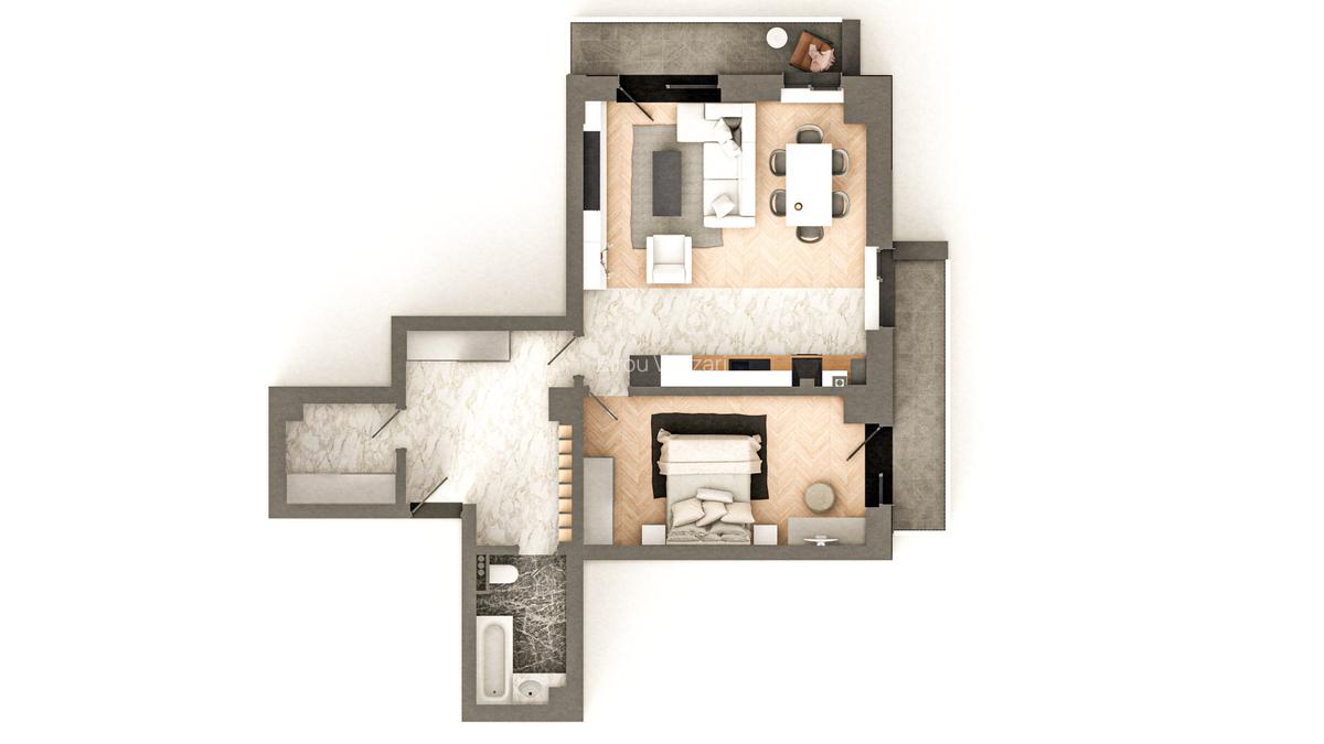 BRAUS CONFORT VIȘANI - Apartament Tip E – 2 Camere Open Space + Dressing - 4