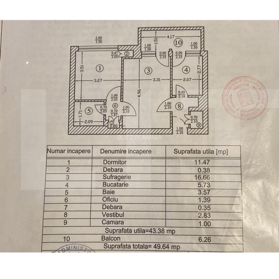 Vanzare Apartament 2 camere Ștefan cel Mare, etaj 3/7, 49 mp - 11