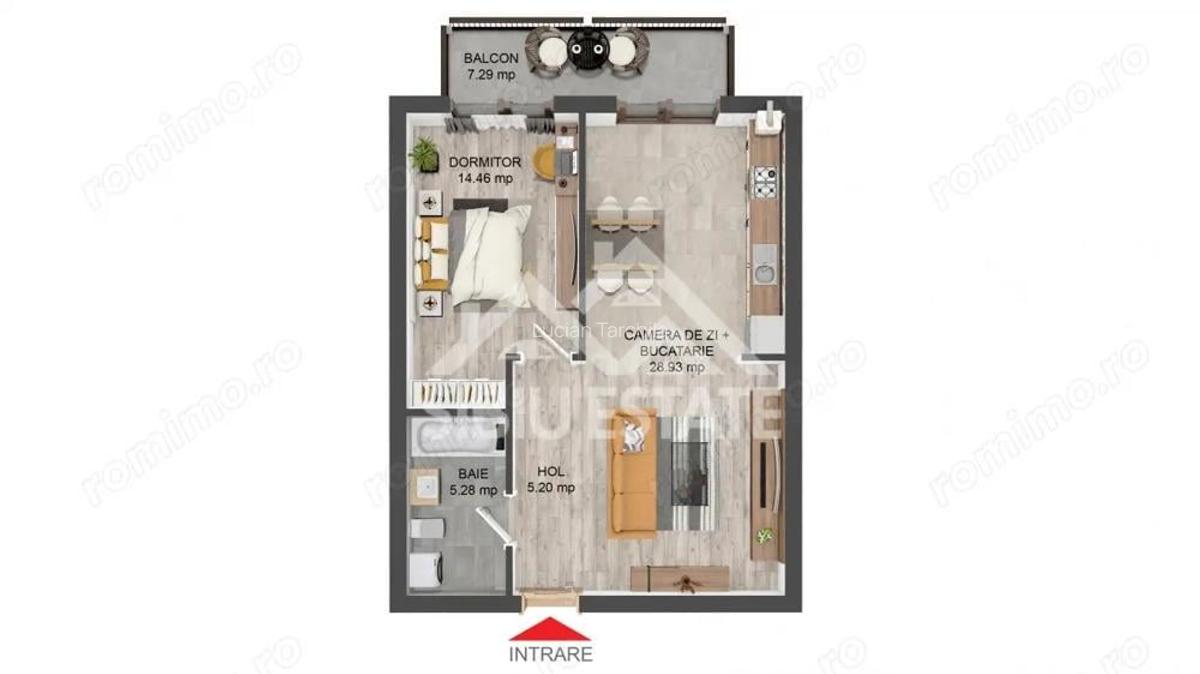 Apartament 2 camere, balcon, boxa depozitare, parcare, Brana etaj 1 - 10