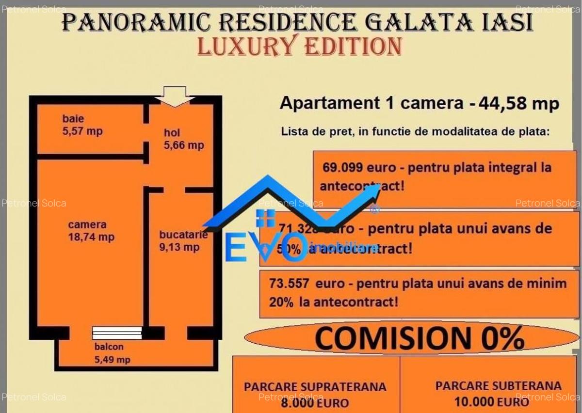 Apartament 1 camera, 44,58 mp, decomandat, de in Galata Ias - 2