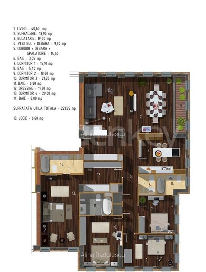 Apartament cu 5 camere decomandat, mobilat în Kiseleff - 16