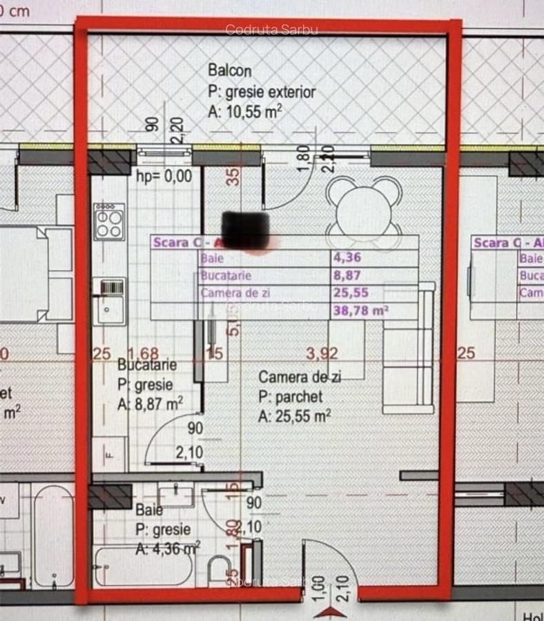 Apartament de 38,78mp, pe strada Soporului - 1
