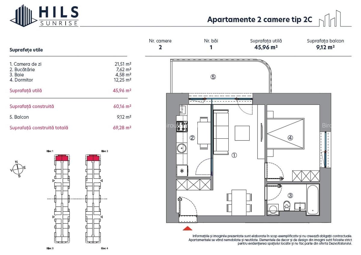 Apartament cu 2 camere | Tip 2C | HILS Sunrise | Pre-certificare GREEN Homes - 3 Apartament cu 2 camere | Tip 2C | HILS Sunrise | Pre-certificare GREEN Homes - 3