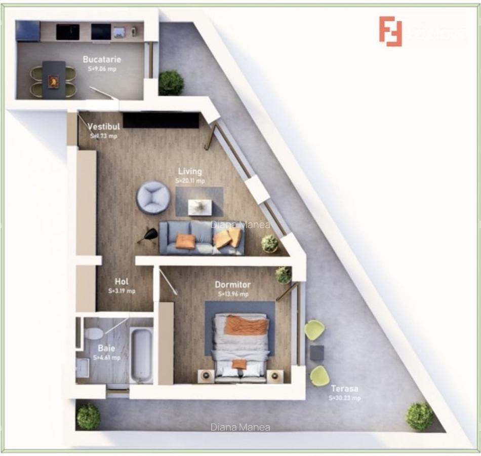 COMISION 0% Apartament cu 2 camere, terasa de 30 mp, bloc nou, zona Mehala - 1
