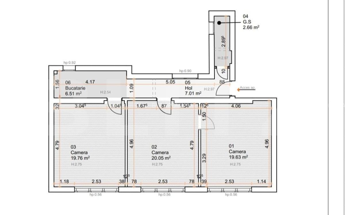 Apartament 3 camere, 75.61 mp, zona Cetate - 11