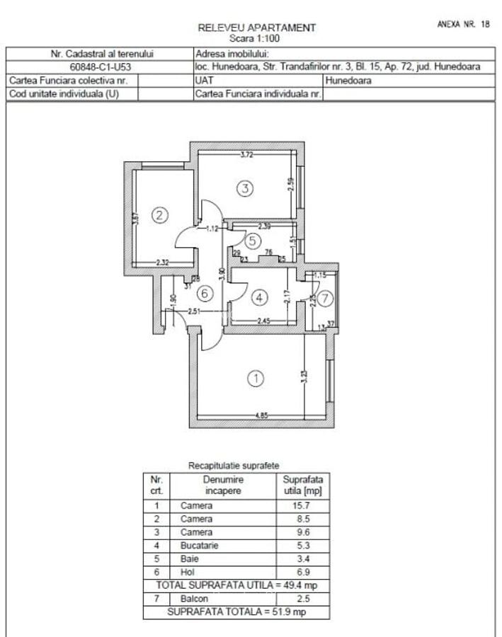 Apartament 3 camere,  str.Trandafirilor, nr.3 HD - 3