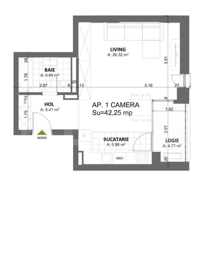 Apartament cu 1 camera Timisoara Nord- Cal. Totontalului - 1