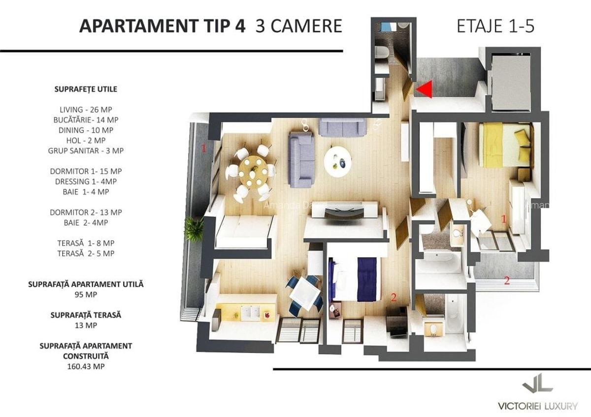 Apartament cu 3 camere semidecomandat în P-ța Victoriei - 14