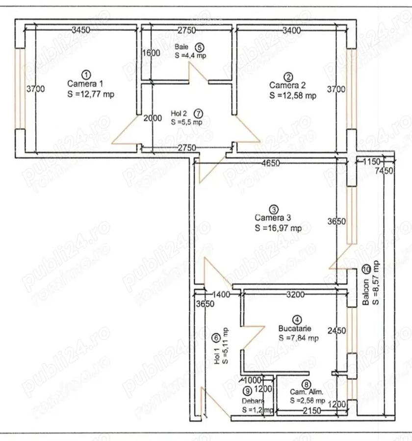 Vand apartament cu 3 camere , semidecomandat situat pe Bulevardul Take Ionescu - 6