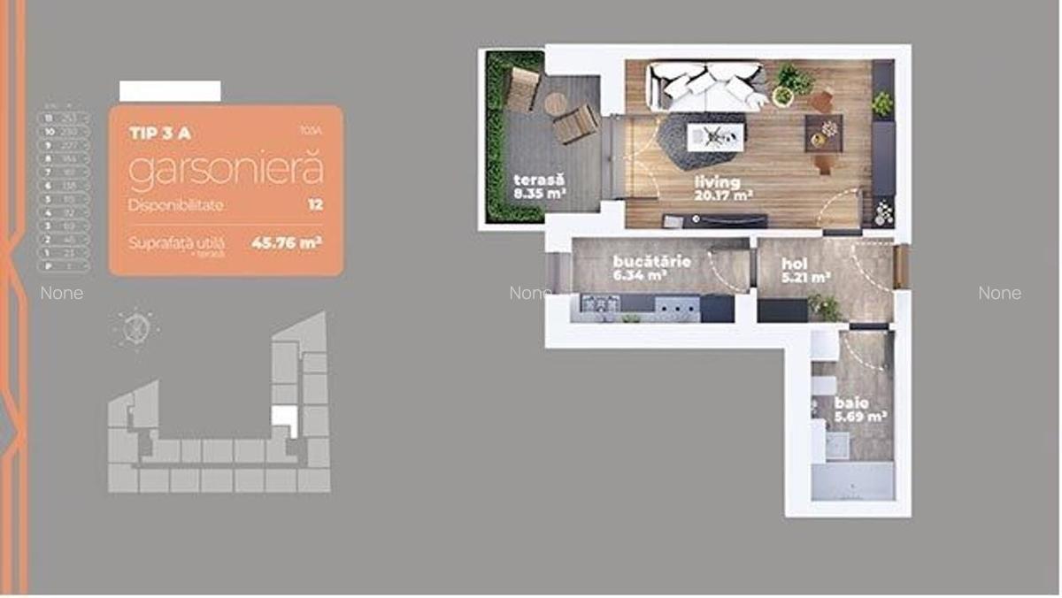 Titan Garsoniera decomandata 46 mp vis-a-vis AUCHAN TITAN - 2