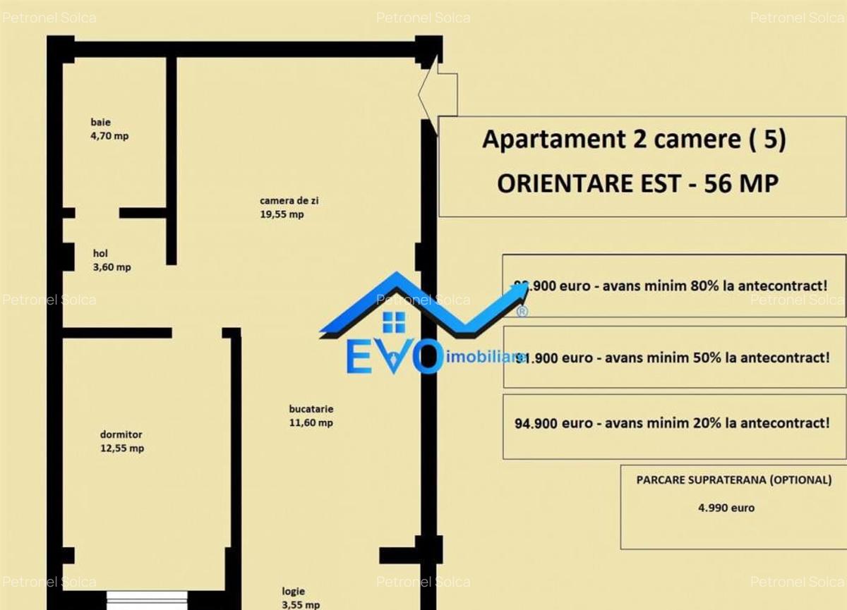 Apartament 2 camere, bloc nou Valea Lupului Rond Era, 56 mp - 2