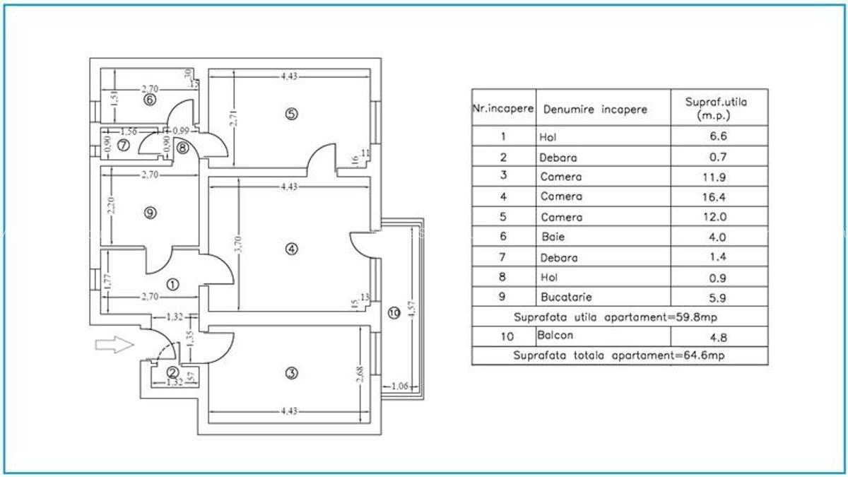 TRAIAN, APARTAMENT 3 CAMERE, BLOC REABILITAT - 13