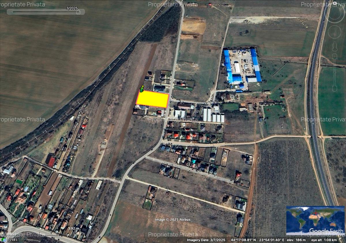 Teren 5.000 mp intravilan – Str. Aeroportului, Cârcea (Craiova) – front 52 m, P+ - 5