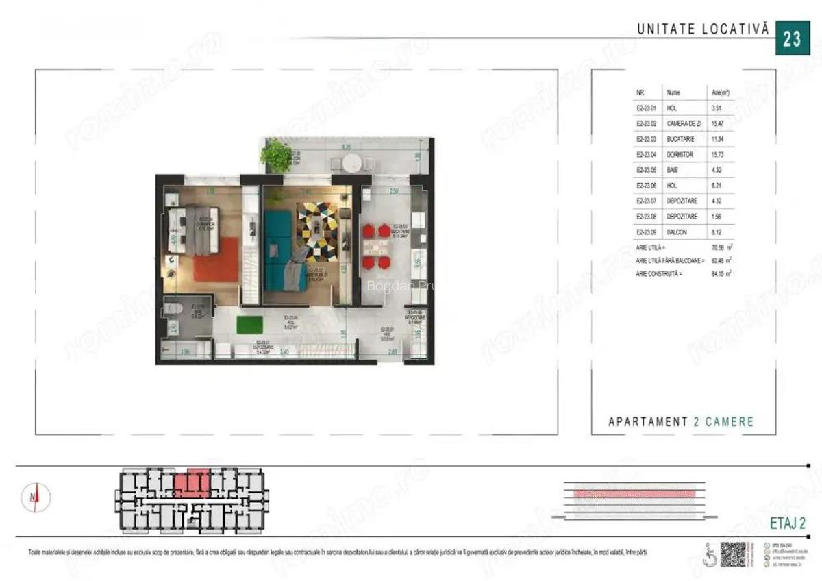 2 cam Decomandat | Centrala termica proprie | Metrou Teclu - 3