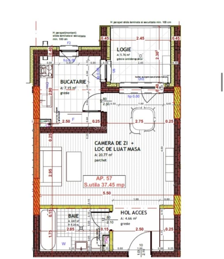 Apartament de 1 camera, 37.45 mp, Semifinisat, Zona Tineretului - 2