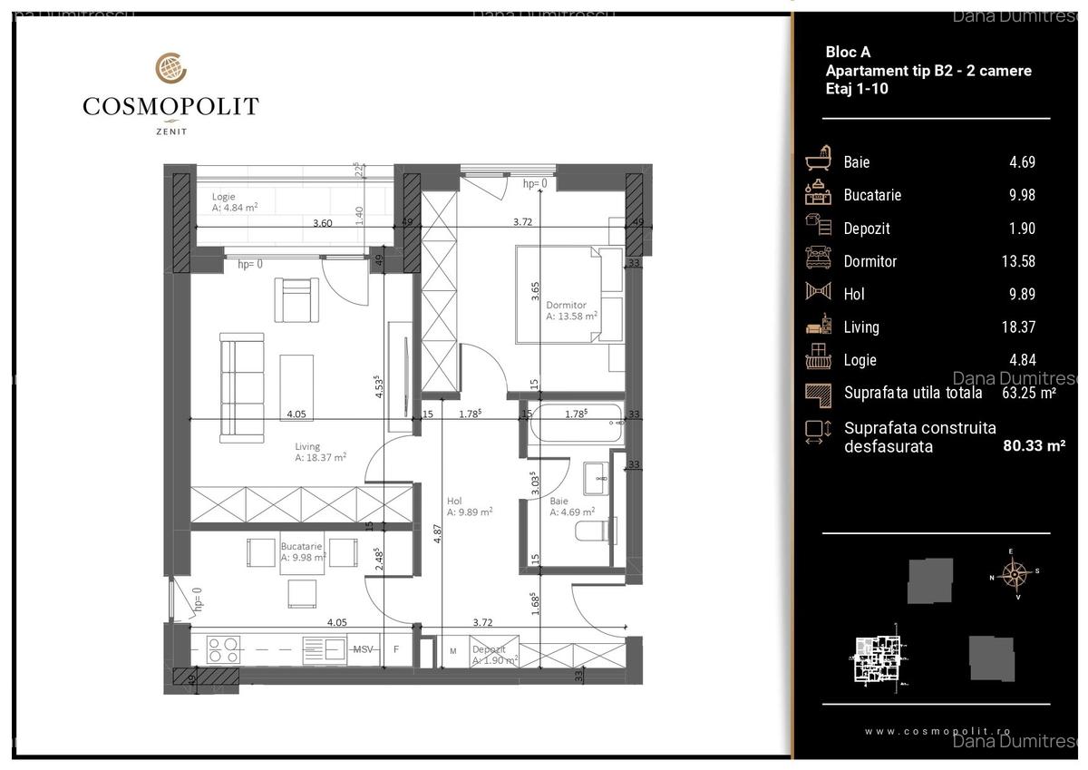 Apartament cu 2 camere decomandat în Răcădău - 3