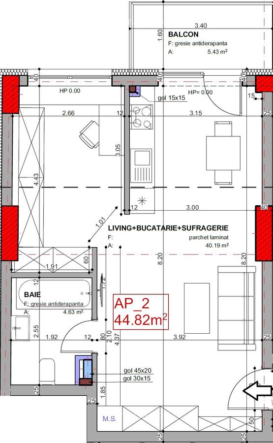 Ap. de 2 camere la dezvoltator - Central - București 41 - 1