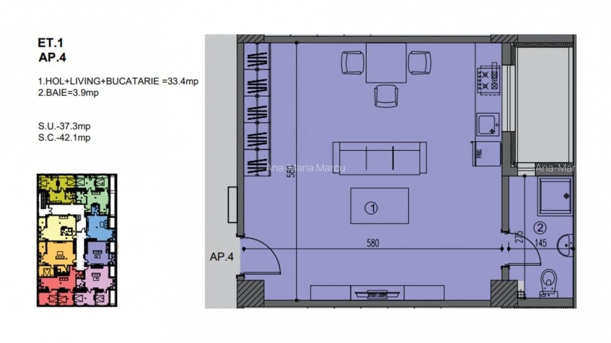 Garsoniera spatioasa | Doamna Ghica | Bloc Nou Tip Boutique | - 4