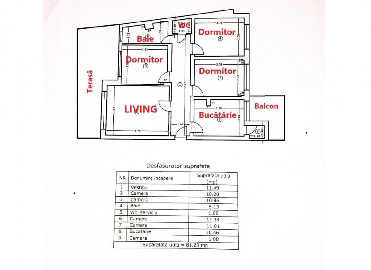 Apartament 4 camere - strada Serdarului I Piata 1 Mai - Clucerului , decomandat - 20
