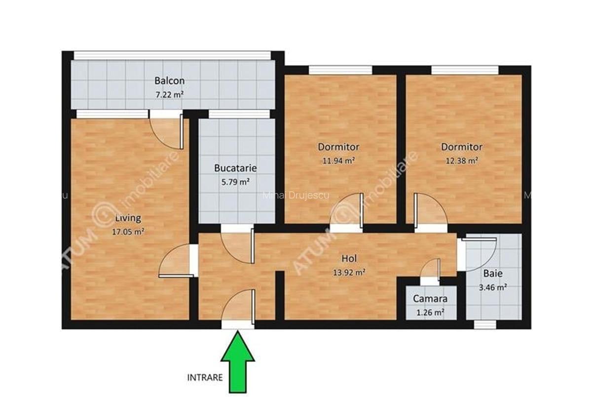 Apartament cu 3 camere decomandate si balcon in zona Rahovei in Sibiu - 9