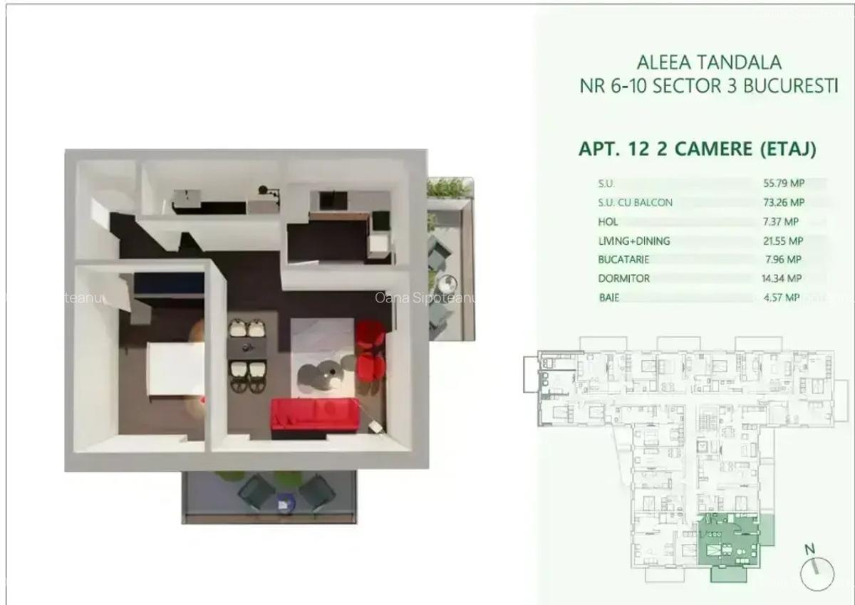 Apartament 2 camere 73,26 mp | Lux | Aproape de metrou I COMISION 0 % - 7