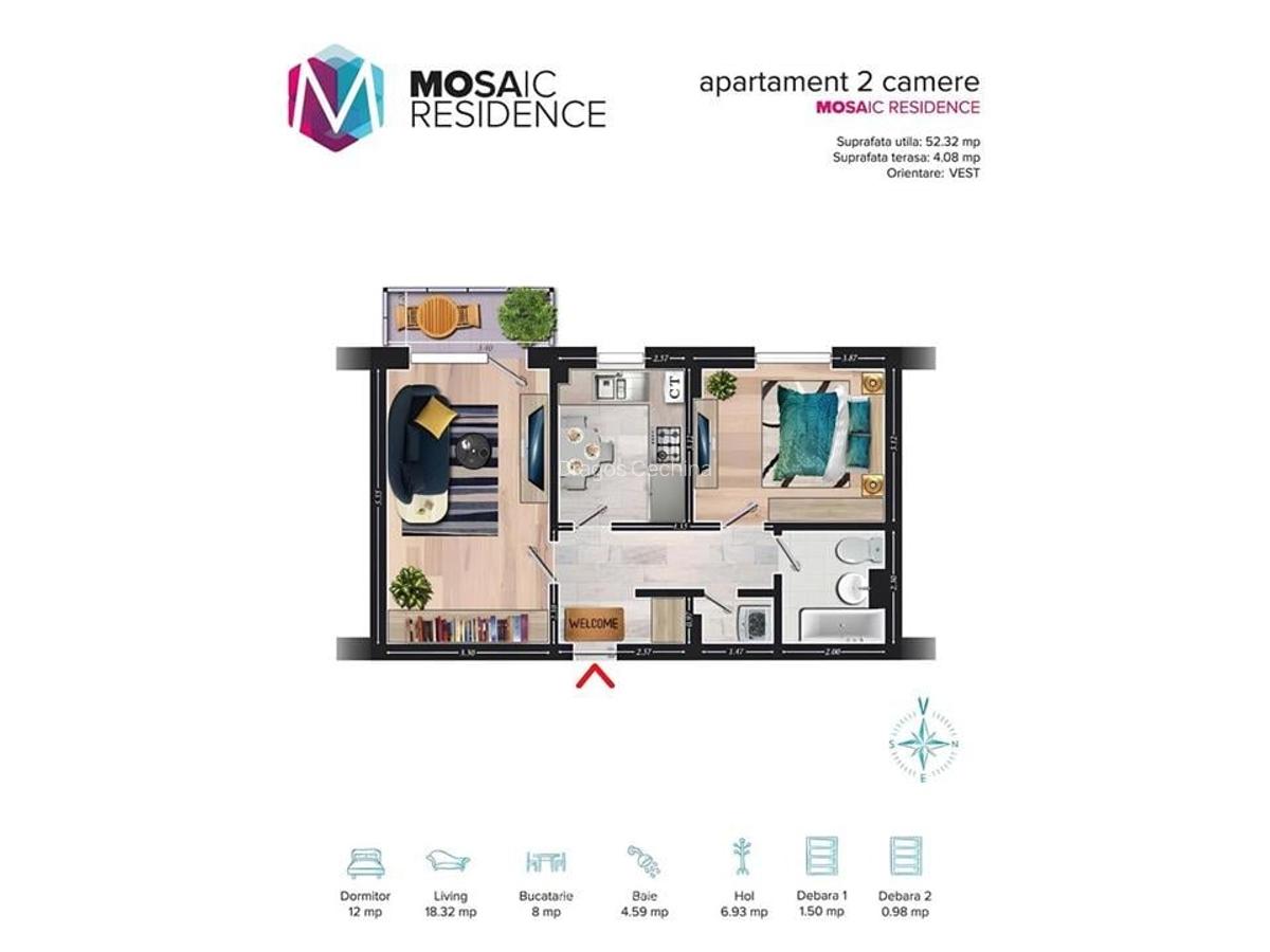 Apartament 2 Camere in Mosaic Residence Coresi cu Parcare - 10