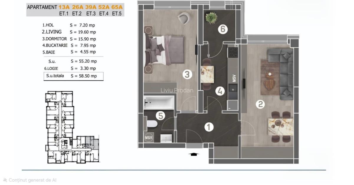 Grand Arena Ap. 2 camere decomandat 58 mp - 11