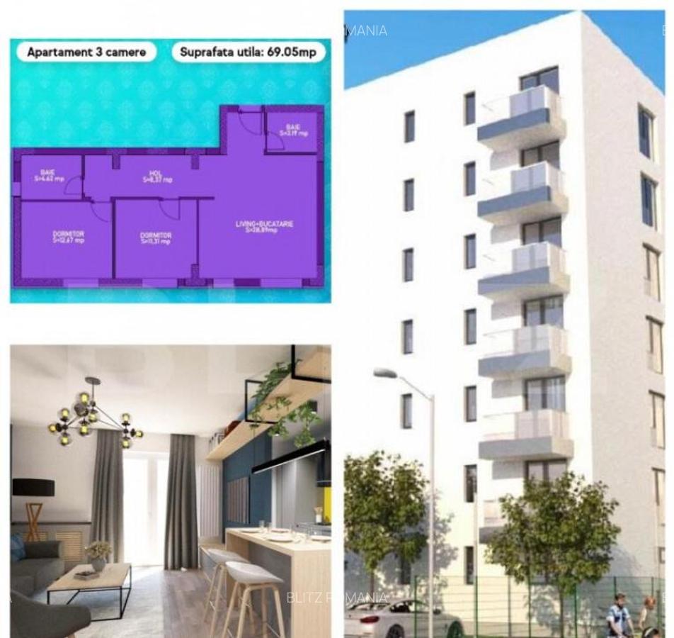Apartament 3 camere, 69 mp utili, Asamblu rezidential zona C - 1 Apartament 3 camere, 69 mp utili, Asamblu rezidential zona C - 1