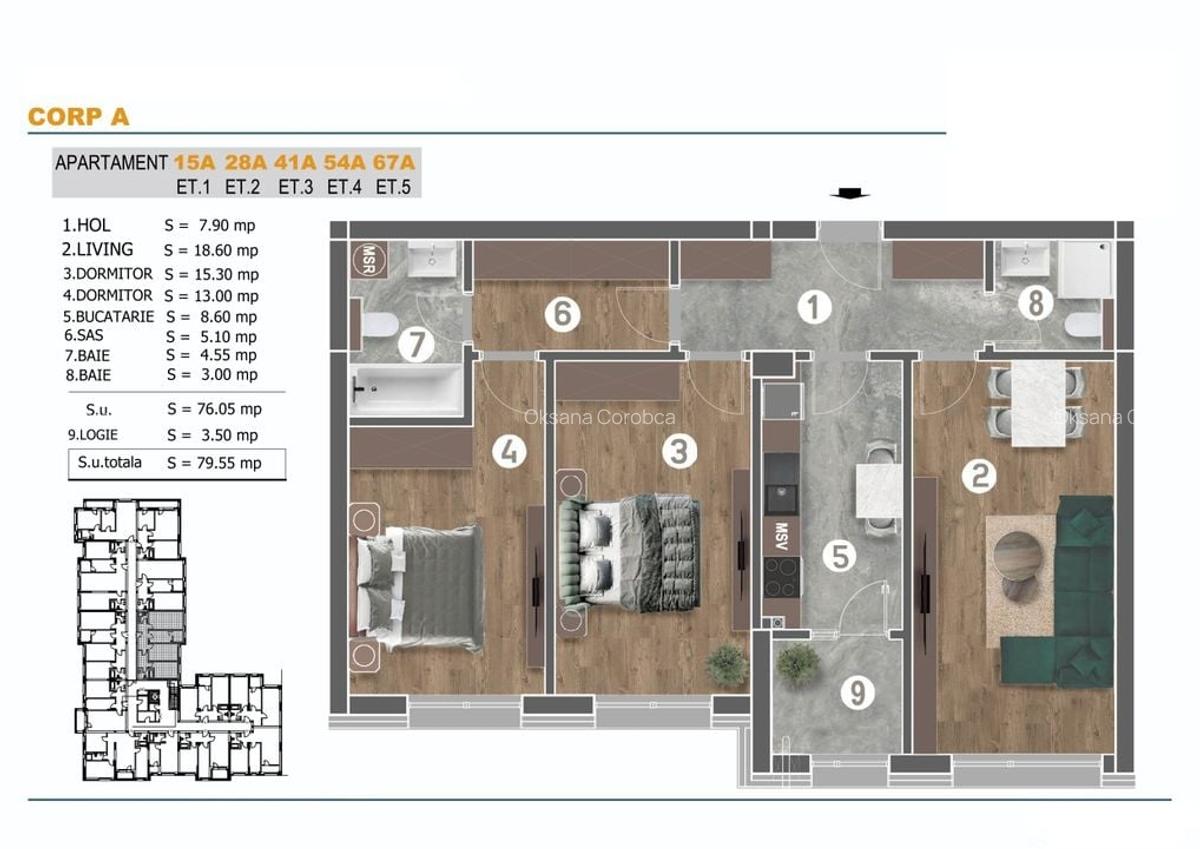 Brancoveanu Grand Arena Postalionului 3 camere bloc nou - 7