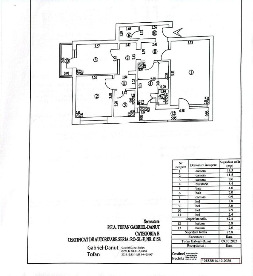 Apartament 3  camere decomandate, 2 balcoane, 2 băi, et 8/10 - 1