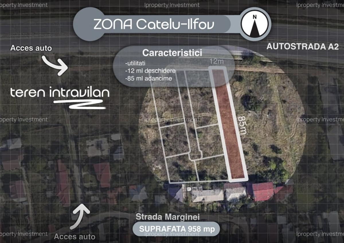 Teren Intravilan | Catelu-Ilfov | UTR M1 | imprejmuit | 958 mp | POT 60 - 1
