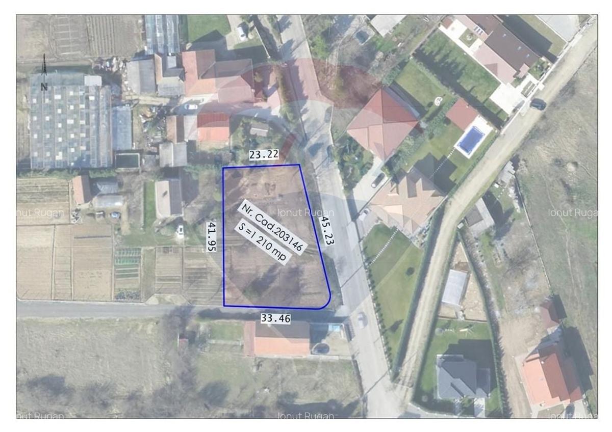Teren intravilan 1 210 mp, dublu front, de vanzare, Strada Izvorului - 6