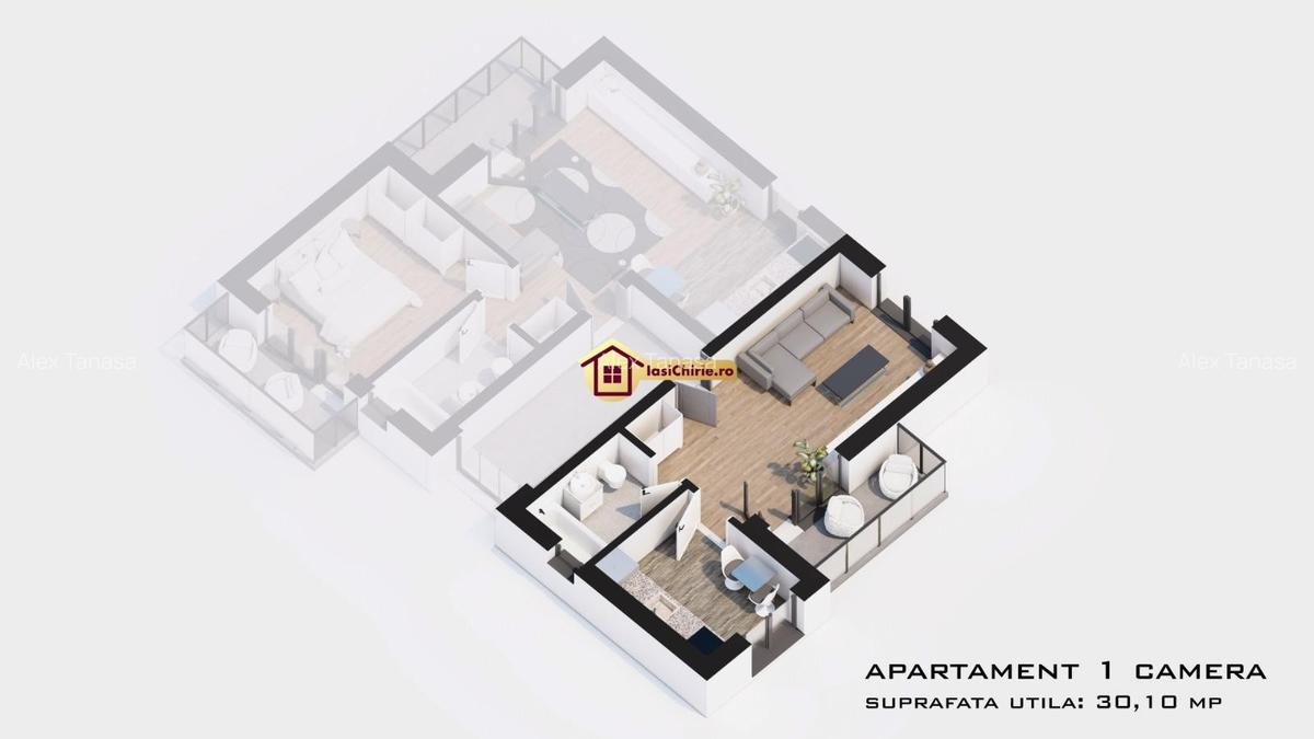 Apartament 1 camera Rediu - 6