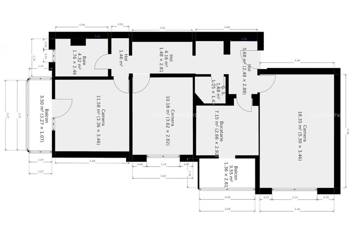 Ap. decomandat cu 3 camere | Lipovei | Comision 0% - 2