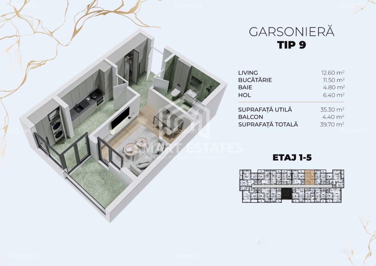 TVA 9%  Comision 0% - Garsoniera - Metrou Berceni - 2