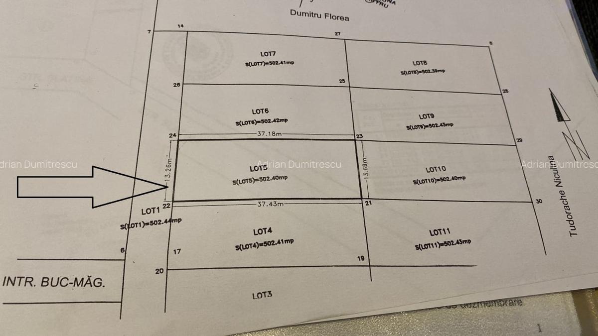 Teren 600 mp | Deschidere 13,26ml | Utilitati | Bucuresti-Magurele - 2
