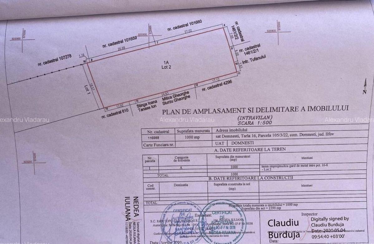 Teren intravilan 1000 mp - Domnesti - 2